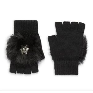 💕NWT Glamourpuss NYC Faux Fur Trim & Wool Blend Fingerless Gloves💕